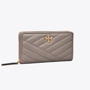 Tory Burch Taupe Quilted Zip Wallet